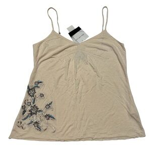 Calvin Klein Jeans NWT Beige Camisole with Floral Embroidery SZ L